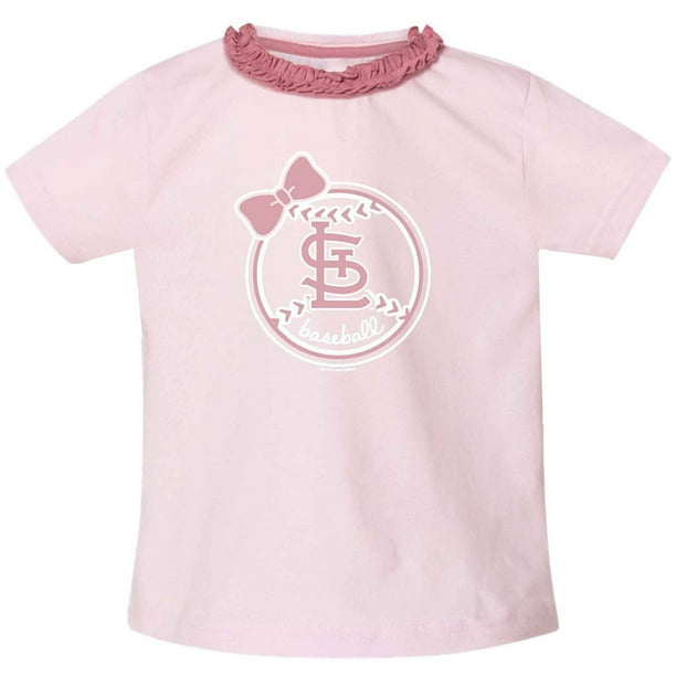 St. Louis Cardinals Soft as a Grape Girls Toddler Ruffle Collar T-Shirt - Pink