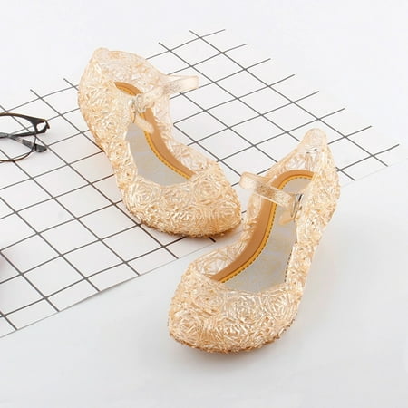 Douhoow Kids Girls Crystal Sandals Princess Jelly Shoes Girls Princess Shoes Children Dance Shoes