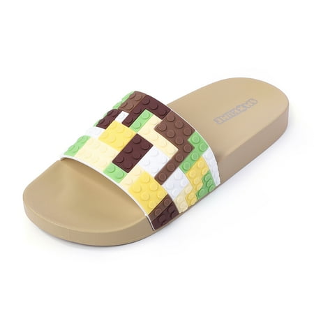 EastVita Women s Lego Embossed Slides Open Toe Rubber Pool Beach Shower Sandals