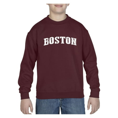 Boston Massachusetts State Flag Unisex Youth Crewneck Sweatshirt