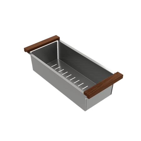 BOCCHI 2310 0003 Deep Stainless Steel Colander w/Wooden Sapele Handles