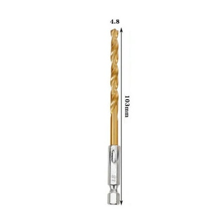 1pc HSS High Speed Steel Titanium Coated Drill Bit 1/4 Hex Shank 1.5mm-6.5mm