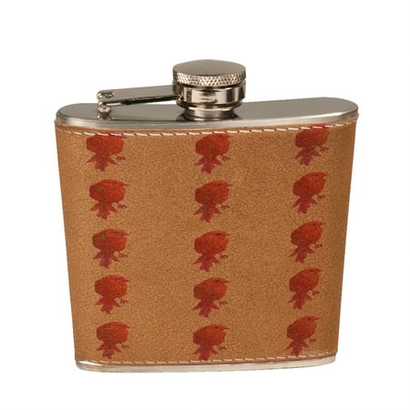 KuzmarK 6 oz. Leather Pocket Hip Liquor Flask - Pink Birdie Painting