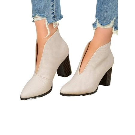 Ferndule Ladies Cut Out Shoes Walking Comfort Pointed Toe Block Heels Bootie Casual Ankle Boots Beige 5.5
Ferndule Ladies Cut Out Shoes Walking Comfort Pointed Toe Block Heels Bootie Casual Ankle Boots Beige 5.5