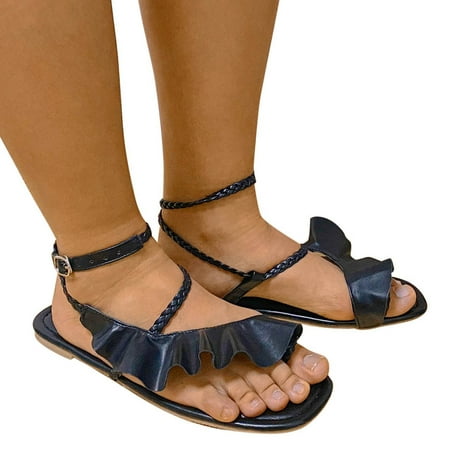 Cathalem Buckle Summer Sandals Ladies Strap Casual Ruffled Flat Sandals Shoes Women s sandals Clear Sandals for Women with Heels Black 8
Cathalem Buckle Summer Sandals Ladies Strap Casual Ruffled Flat Sandals Shoes Women s sandals Clear Sandals for Women with Heels Black 8