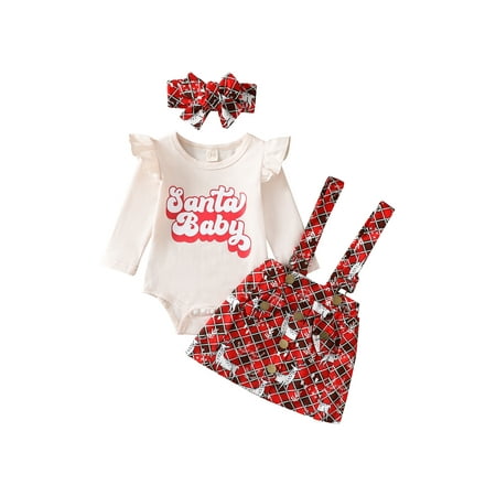 One opening Baby Girls Christmas Skirt Suit Long Sleeve Round Neck Loose Ruffle Romper Tops + Suspender Half Dress + Headband for 0-18M Toddler Kids
One opening Baby Girls Christmas Skirt Suit Long Sleeve Round Neck Loose Ruffle Romper Tops + Suspender Half Dress + Headband for 0-18M Toddler Kids