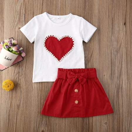 Nokiwiqis Girl s Short Sleeve Heart Pearl T-Shirts + Pink/Red Bowknot Belt Button Skirt
Nokiwiqis Girl s Short Sleeve Heart Pearl T-Shirts + Pink/Red Bowknot Belt Button Skirt