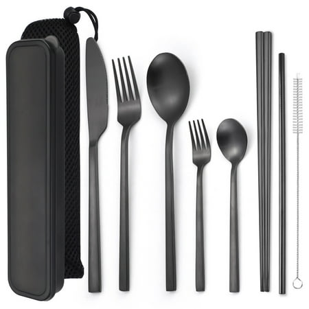 Stainless steel knife fork spoon chopsticks and straw 8-piece portable tableware set
Stainless steel knife fork spoon chopsticks and straw 8-piece portable tableware set