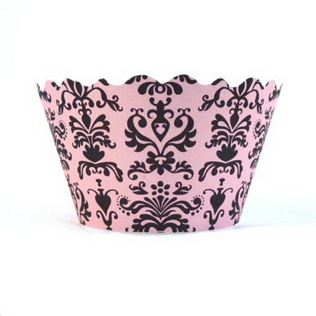 (Price/pack)Bella Cupcake Couture Lu Lu- Pink/Black Cupcake Wrappers Pk of 12