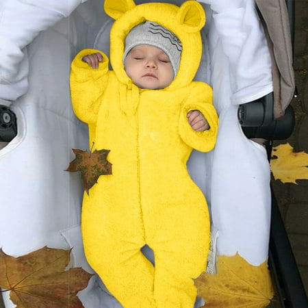 Boys Clothing Ears Girl Jumpsuit Bear Coat Boy Footed Romper Hooded Baby Boys Romper&Jumpsuit