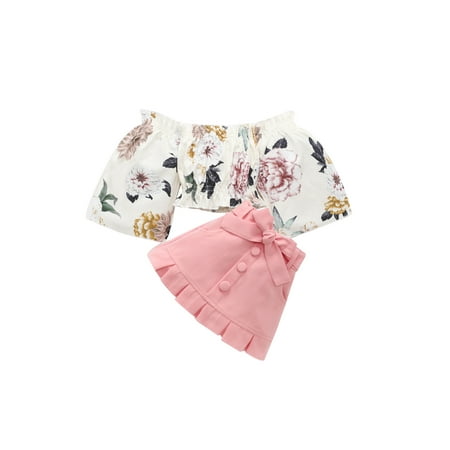 Qtinghua Toddler Baby Girls Summer Clothes Flowers Off Shoulder T-shirt Tops+Ruffle A-Line Skirts Set Pink 1-2 Years
Qtinghua Toddler Baby Girls Summer Clothes Flowers Off Shoulder T-shirt Tops+Ruffle A-Line Skirts Set Pink 1-2 Years