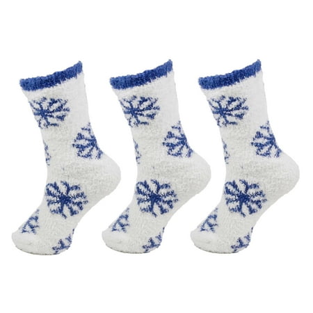 BambooMN - Fuzzy XL Snowflake Socks - 05 Snowflake Party - 3prs