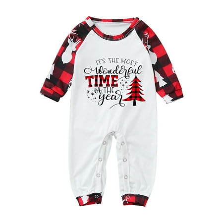 Christmas pajamas for family Letter Printed Romper Jumpsuit Xmas Family Clothes