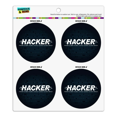 Hacker Binary Code Geek Nerd Refrigerator Fridge Locker Vinyl Circle Magnet Set