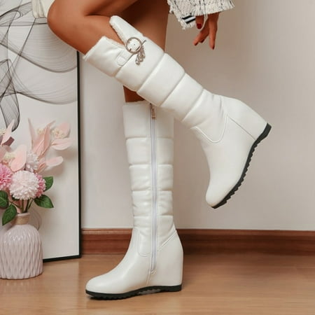 LYCAQL Womens Shoes Ladies Fashion Solid Color Leather Belt Buckle Cotton Boots Plush Wedge Heel Thick Soled Long Boots Womens Warm Boots (White 8.5)
LYCAQL Womens Shoes Ladies Fashion Solid Color Leather Belt Buckle Cotton Boots Plush Wedge Heel Thick Soled Long Boots Womens Warm Boots (White 8.5)