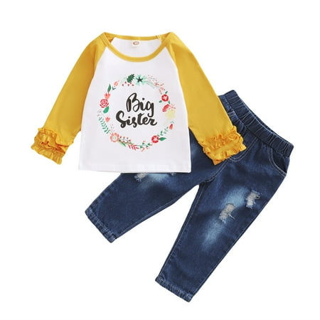 Zukuco Toddler Baby Girl Clothes Ruffle Floral Shirt Top Ripped Denim Jeans Pant Set Little Girl Outfit
Zukuco Toddler Baby Girl Clothes Ruffle Floral Shirt Top Ripped Denim Jeans Pant Set Little Girl Outfit