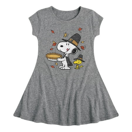 Peanuts - Thanskgiving Scene - Toddler And Youth Girls Fit And Flare Dress