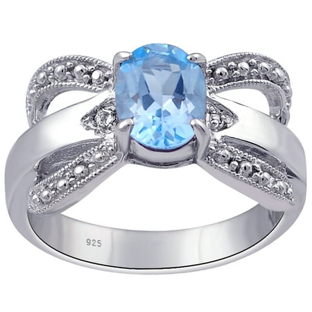 Timeless 1.63 Ctw Oval, Round Topaz 925 Sterling Silver Engagement Ring For Women By Orchid Jewelry