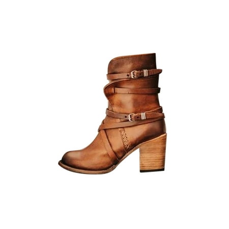 Daeful Ladies Casual Round Toe Mid-Calf Boot Shopping Breathable High Heel Boots Walking Retro Chunky Block Leather Shoes Brown 4.5
Daeful Ladies Casual Round Toe Mid-Calf Boot Shopping Breathable High Heel Boots Walking Retro Chunky Block Leather Shoes Brown 4.5