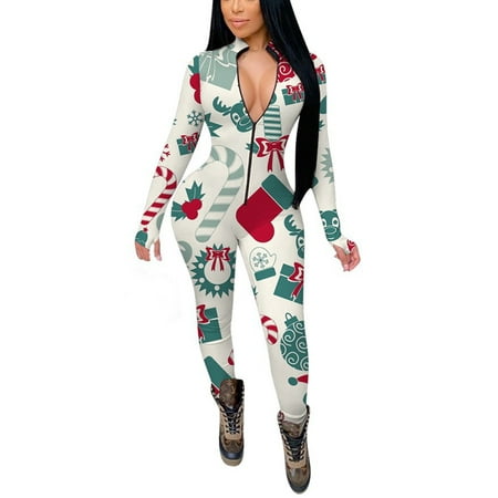 Womens Christmas One Piece Sleepwear Romper Jumpsuit Christmas Print V-Neck Long Sleeve Slim Bodysuit Romper Pajama Party
Womens Christmas One Piece Sleepwear Romper Jumpsuit Christmas Print V-Neck Long Sleeve Slim Bodysuit Romper Pajama Party
