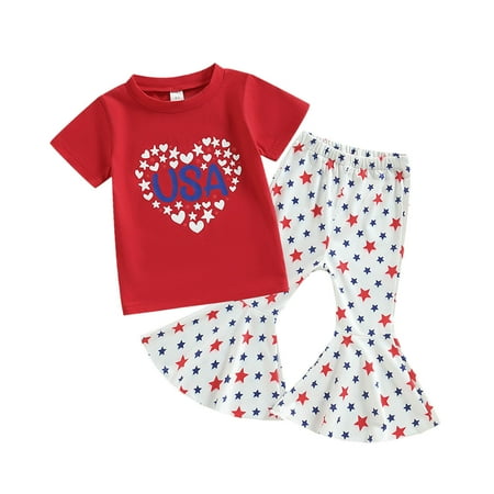 Toddler Girls Short Sleeve Independence Day 4th Of July T-Shirt Tops Star Printed Bell Bottoms Pants Kids Outfits Child Leisure Outwear
Toddler Girls Short Sleeve Independence Day 4th Of July T-Shirt Tops Star Printed Bell Bottoms Pants Kids Outfits Child Leisure Outwear