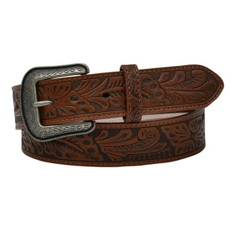 3D Belt DWC1351-38 1.50 in. Dark Brown Basket Weave & Floral Edge Belt - Size 38