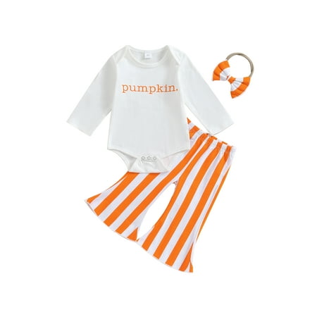 Frobukio 3Pcs Toddler Baby Girls Halloween Clothes Letter Print Long Sleeve Romper Stripe Flare Pants Headband
Frobukio 3Pcs Toddler Baby Girls Halloween Clothes Letter Print Long Sleeve Romper Stripe Flare Pants Headband