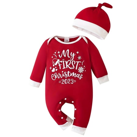 New Spring And Autumn Long Sleeve Crawl Suit Christmas Letter Print Long Sleeve Open Jumpsuit Hat
New Spring And Autumn Long Sleeve Crawl Suit Christmas Letter Print Long Sleeve Open Jumpsuit Hat