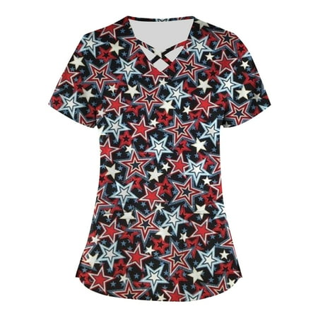 HIMIWAY Fourth of July Clothes Womens Tops Plus Size Independence Day Printed Scrub Working Uniform Tops for Women Cross V-Neck Short Sleeve Fun T-Shirts Workwear Tee with Pockets Wine 5XL
HIMIWAY Fourth of July Clothes Womens Tops Plus Size Independence Day Printed Scrub Working Uniform Tops for Women Cross V-Neck Short Sleeve Fun T-Shirts Workwear Tee with Pockets Wine 5XL
