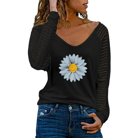 Women Casual Daisy Print Prints Print T Shirt Women Splice Sleeve Fall Shirt V Neck Graphic Tees Tops Blouse under Scrub Women Long Sleeve Shirts Casual T Shirt Top Womens Long Sleeve Athletic Shirt T
Women Casual Daisy Print Prints Print T Shirt Women Splice Sleeve Fall Shirt V Neck Graphic Tees Tops Blouse under Scrub Women Long Sleeve Shirts Casual T Shirt Top Womens Long Sleeve Athletic Shirt T