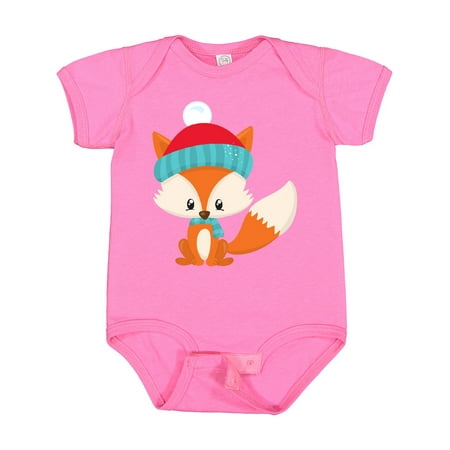 Inktastic Winter Fox Cute Fox Fox with Hat Fox with Scarf Gift Baby Boy or Baby Girl Bodysuit