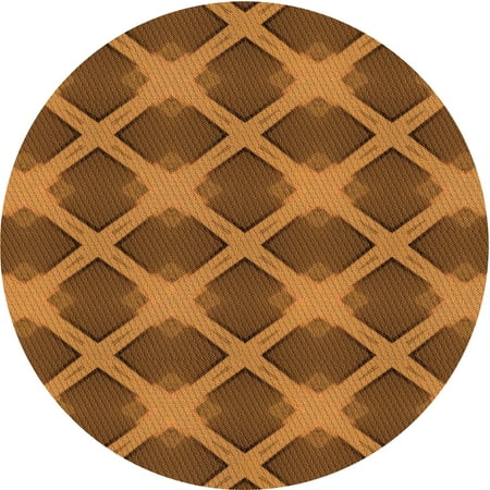 Ahgly Company Indoor Round Patterned Saddle Brown Area Rugs 3 Round