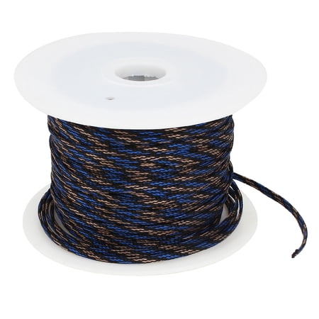 100M Length Blue Black Expandable Braided PET Sleeving Cable Weave for Car Audio
