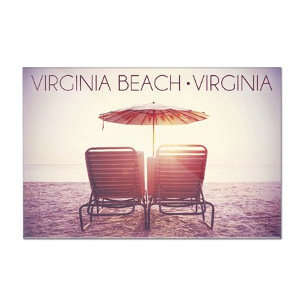 Virginia Beach, Virginia - Beach Chairs & Sunshine - Lantern Press Photography (18x12 Acrylic Wall Art Gallery Quality)