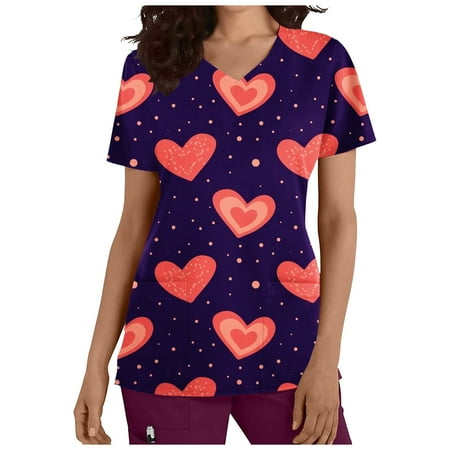 CYMMPU Women s V-Neck Pocketed Scrub_Tops Nurse Workwear Uniform Clearance Going out Tops Summer Tees Short Sleeve Shirts Trendy Valentine s Day Tunic Love Heart Printing Fashion Tshirts Dark Blue L
CYMMPU Women s V-Neck Pocketed Scrub_Tops Nurse Workwear Uniform Clearance Going out Tops Summer Tees Short Sleeve Shirts Trendy Valentine s Day Tunic Love Heart Printing Fashion Tshirts Dark Blue L