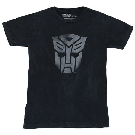 Transformers Mens T-Shirt - Heavily Distressed Single Gray Toned Autobot Logo (Small)