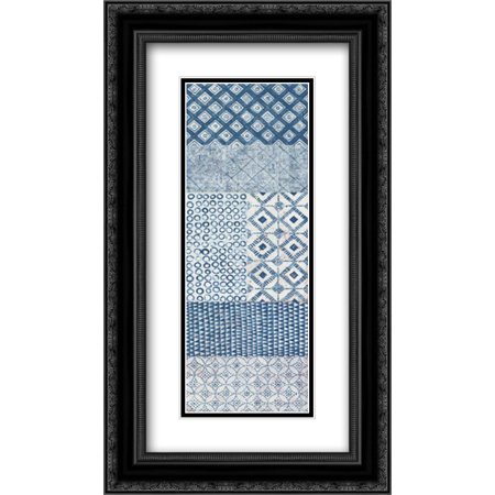 Maki Tile Panel II 2x Matted 14x24 Black Ornate Framed Art Print by Lovell, Kathrine