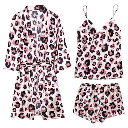 Ladies Summer Silk-like Pajamas Home Wear Casual Nightgown Three-piece Suit Pink XL
Ladies Summer Silk-like Pajamas Home Wear Casual Nightgown Three-piece Suit Pink XL