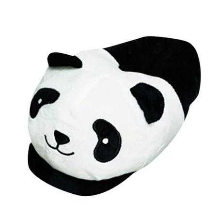 uikmnh Women Slippers Cartoon Panda Design Novelty Slippers For Women And Men Warm Cotton Soft Plush Home Slippers Indoor Black 10