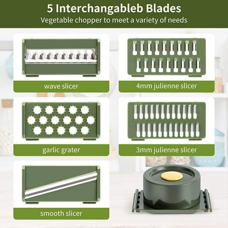 Kitchen Vegetable Slicer Dicer Cutter Vegetable Chopper Food Chopper Cutter Kitchen Vegetable Chopper and Slicer with 5 Stainless Steel Blades Container
Kitchen Vegetable Slicer Dicer Cutter Vegetable Chopper Food Chopper Cutter Kitchen Vegetable Chopper and Slicer with 5 Stainless Steel Blades Container