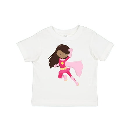Inktastic African American Girl Superhero Girl Pink Cape Gift Toddler Toddler Girl T-Shirt