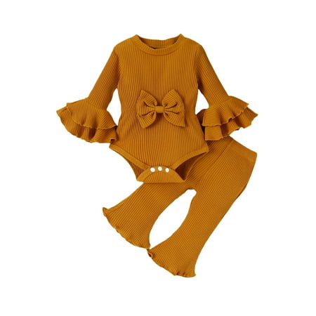 Meihuida Kid Girl Pants Suit Long Sleeve Round Neck Bow Romper Tops Long Bell-Bottoms Knitting Pants
Meihuida Kid Girl Pants Suit Long Sleeve Round Neck Bow Romper Tops Long Bell-Bottoms Knitting Pants