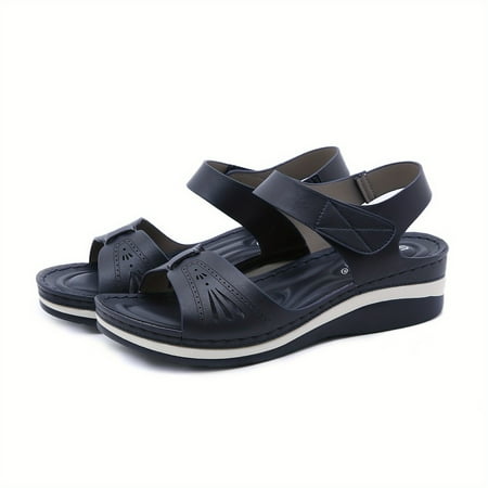 Women‘s Hook & Loop Strap Wedge Sandals Solid Color Open Toe Non Slip Soft Sole Shoes Casual Walking Sandals
Women‘s Hook & Loop Strap Wedge Sandals Solid Color Open Toe Non Slip Soft Sole Shoes Casual Walking Sandals
