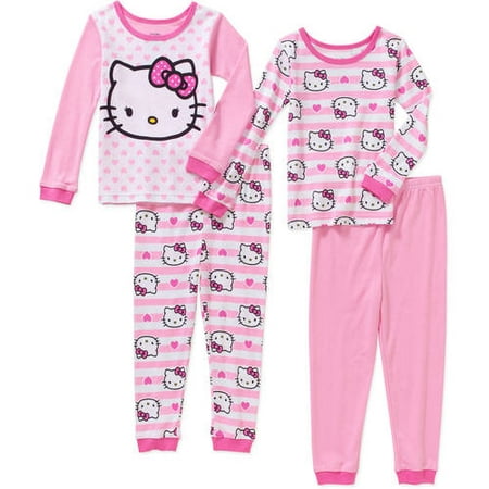 Hello Kitty Toddler Girl Cotton Tight Fit Pajamas 4pc Set