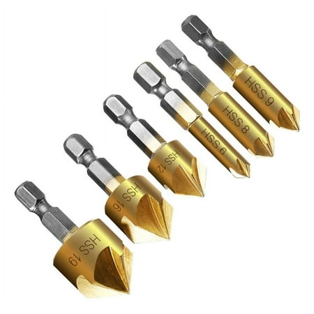 Countersink Drill Bit Baban Countersink Drill Bit Set 6 Pcs 1/4 Hex Shank HSS 5 Flute Countersink 90 Degree Center Punch Tool
Countersink Drill Bit Baban Countersink Drill Bit Set 6 Pcs 1/4 Hex Shank HSS 5 Flute Countersink 90 Degree Center Punch Tool