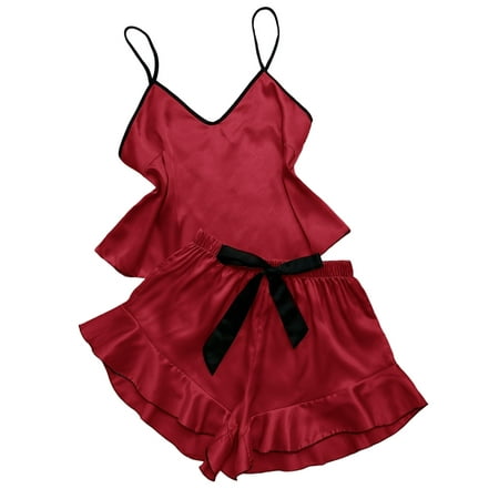 Voguele Ladies Pajamas Sets V Neck Nightgown Sleeveless Sleepwear Summer Lounge Set Casual Nightwear Red XL
Voguele Ladies Pajamas Sets V Neck Nightgown Sleeveless Sleepwear Summer Lounge Set Casual Nightwear Red XL
