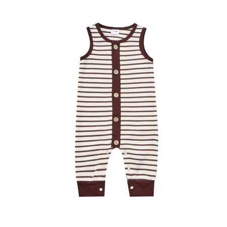 wdehow Baby Girl Romper Sleeveless Round Neck Toddlers Summer Casual Striped Buttons Jumpsuit
wdehow Baby Girl Romper Sleeveless Round Neck Toddlers Summer Casual Striped Buttons Jumpsuit