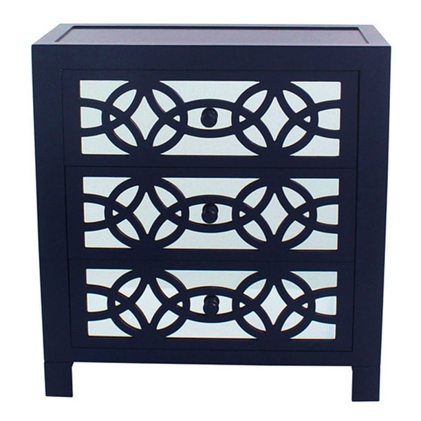 River of Goods Monroe Mirrored 28" Chest - Navy