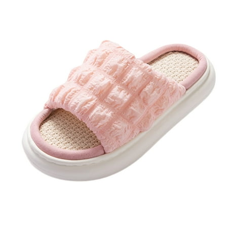 Youmylove Summer Flax Women Slide Slippers Thick Sole Anti-Slip Cotton Flax Bubble Plaid Cute Slippers Comfort Cozy Leisure Daily Walking 
Youmylove Summer Flax Women Slide Slippers Thick Sole Anti-Slip Cotton Flax Bubble Plaid Cute Slippers Comfort Cozy Leisure Daily Walking