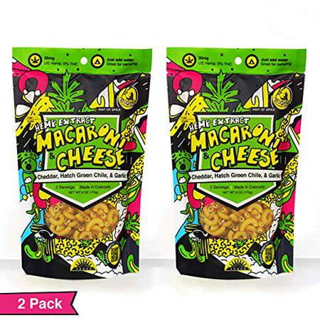 Hemp Extract, Macaroni and Cheese with Hatch Green Chile, Cheddar, and Garlic by FishSki Provisions (2 x 6oz Packs, 170 g each, 12 oz total)